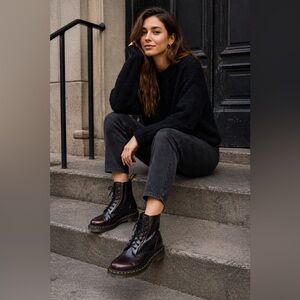 Dr. Martens Lace-Up Leather Boots in Deep Burgundy